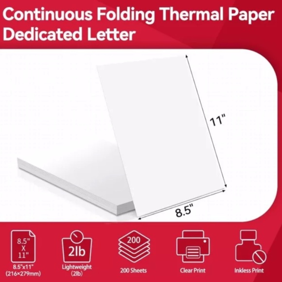100 Sheets Thermal Paper, Thermal Printer Paper 8.5 x 11 Size, Compatible wit... - Picture 2 of 5